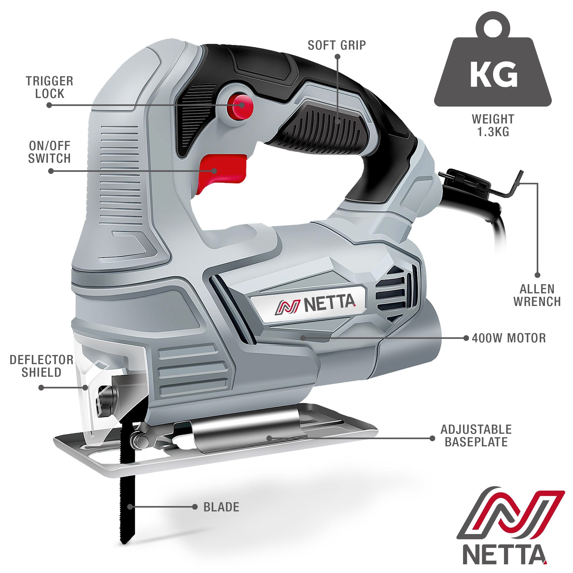 NETTA 400W Jigsaw with Blades and Guard