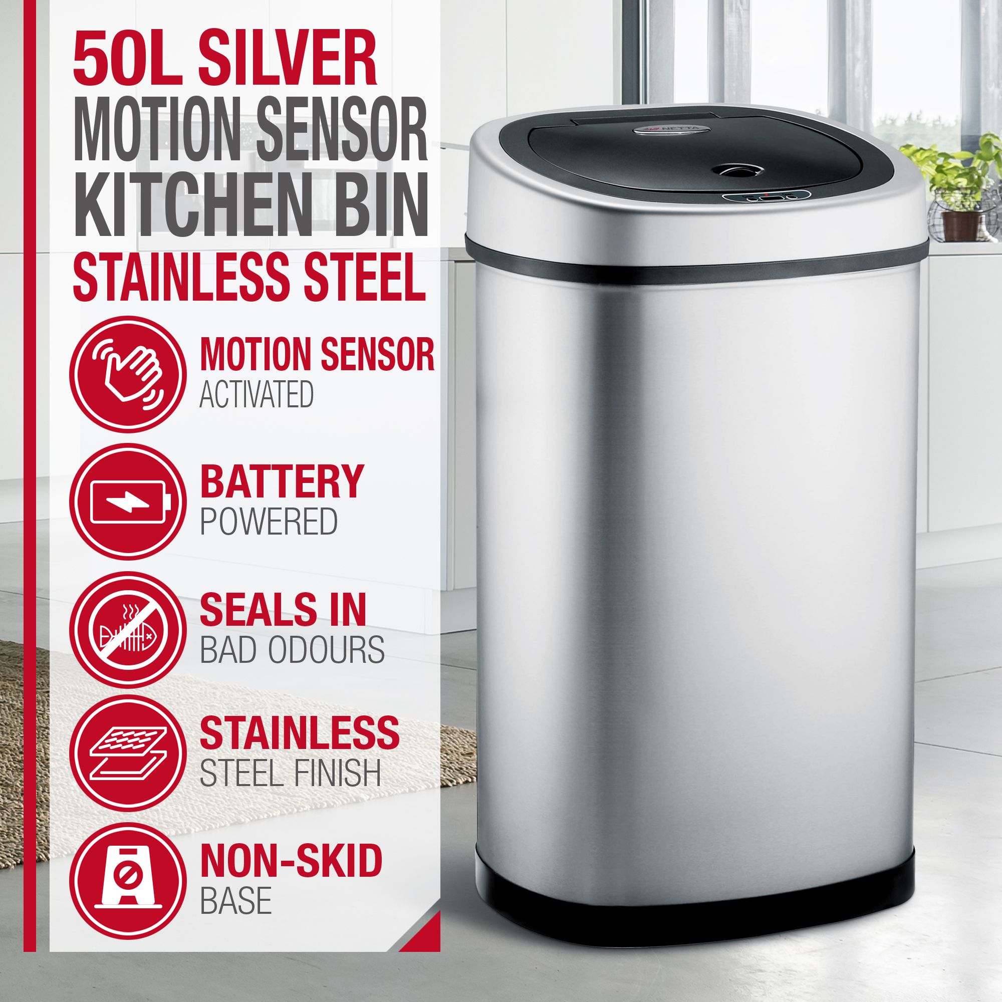 NETTA Sensor Bin - Stainless Steel - 50L