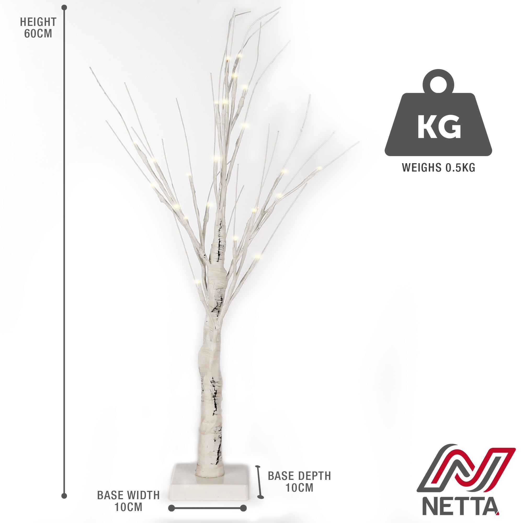 2Ft Warm White Birch Tree - White