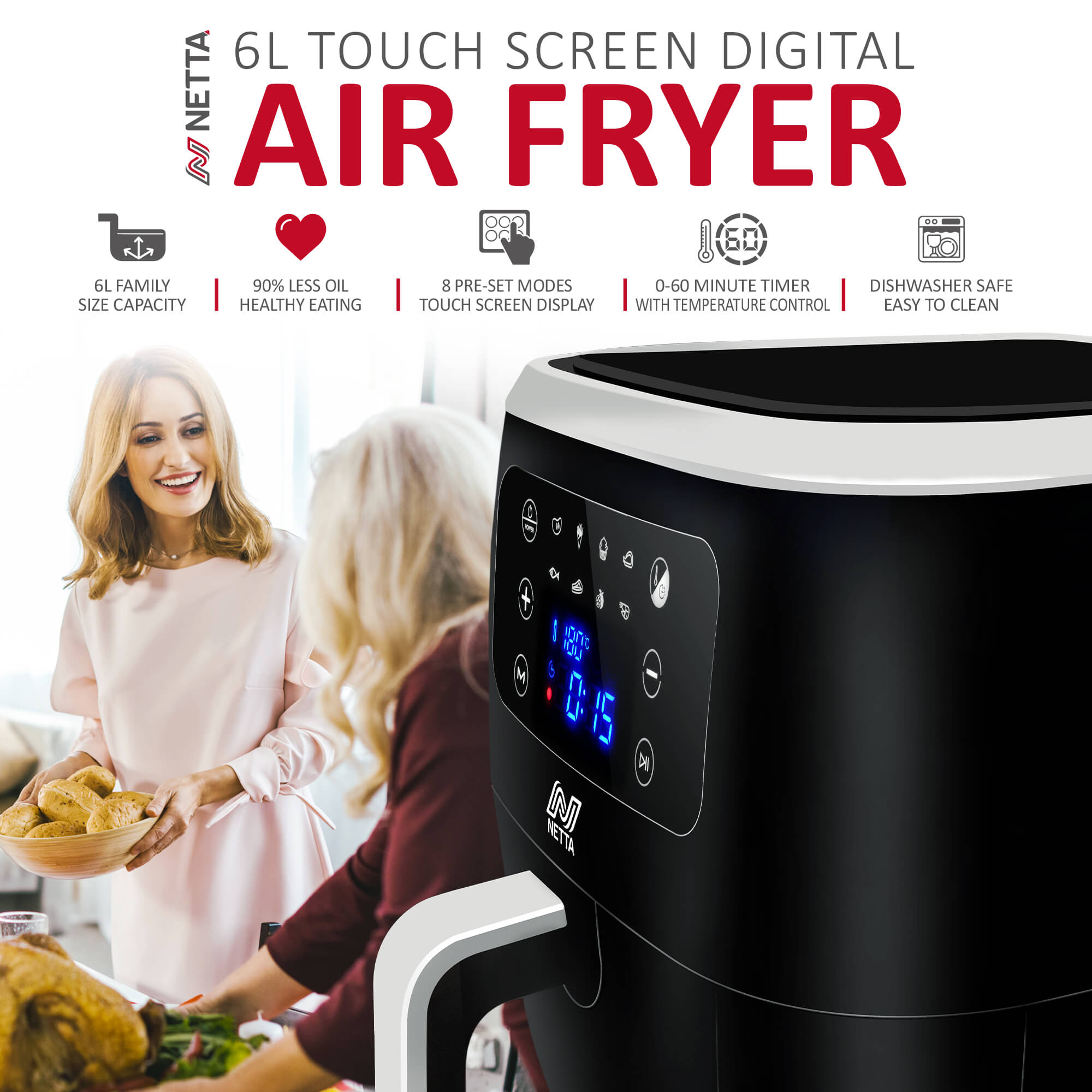 NETTA 6L Digital Air Fryer