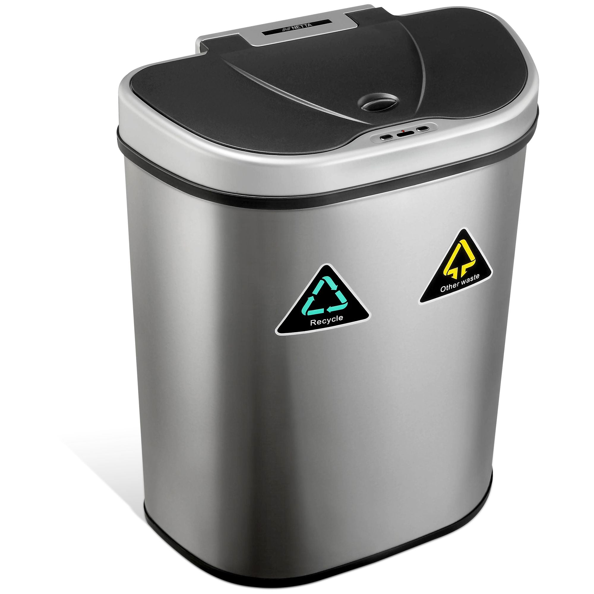 NETTA Sensor Bin with Dual Compartment - Stainless Steel - 70L