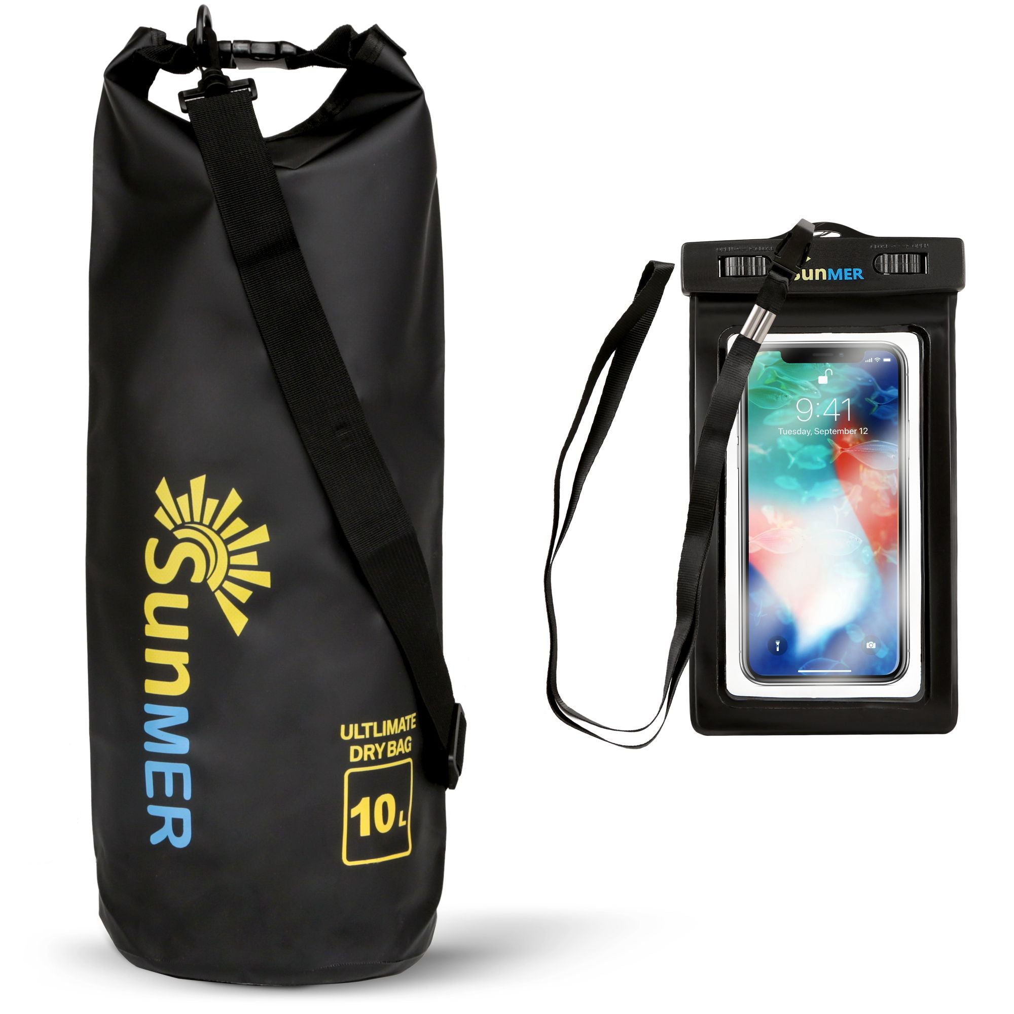 SUNMER 10L Dry Bag With Waterproof Phone Case - Black