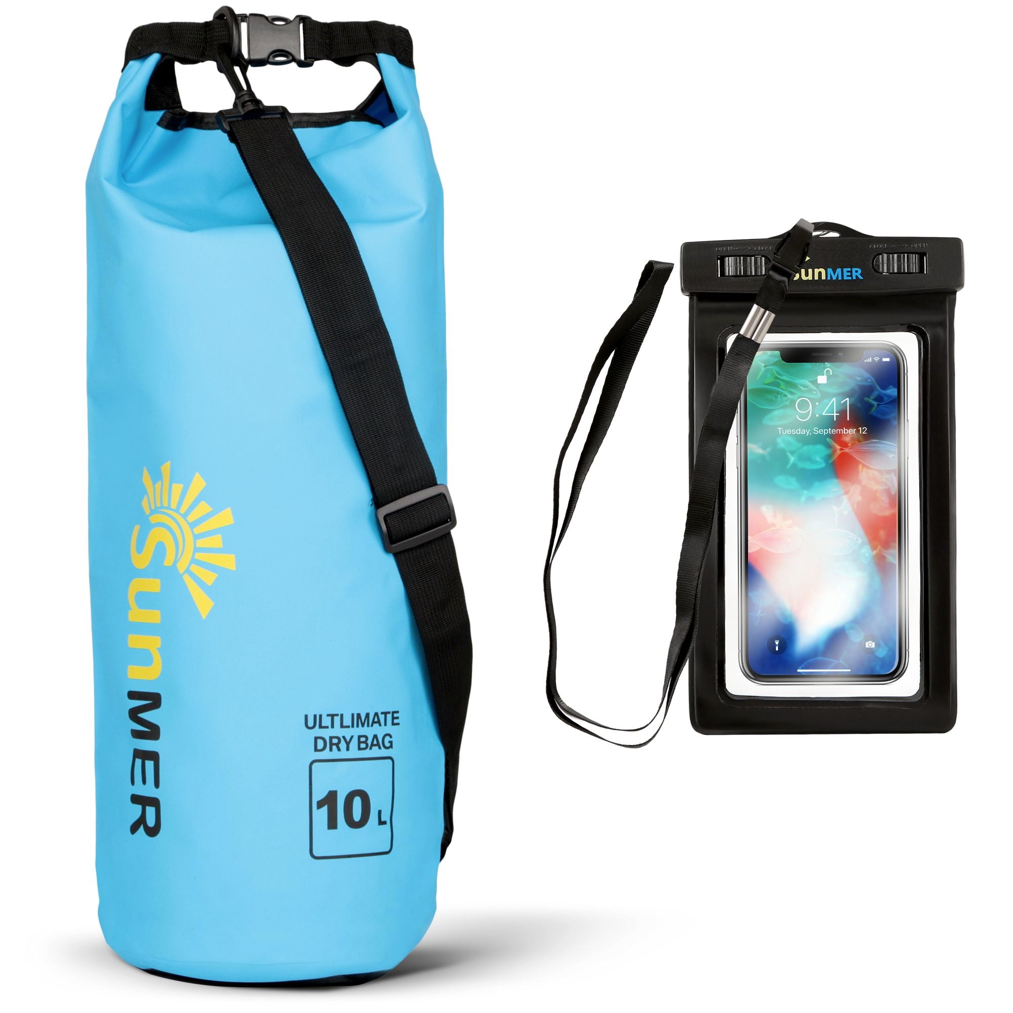 SUNMER 10L Dry Bag With Waterproof Phone Case - Blue