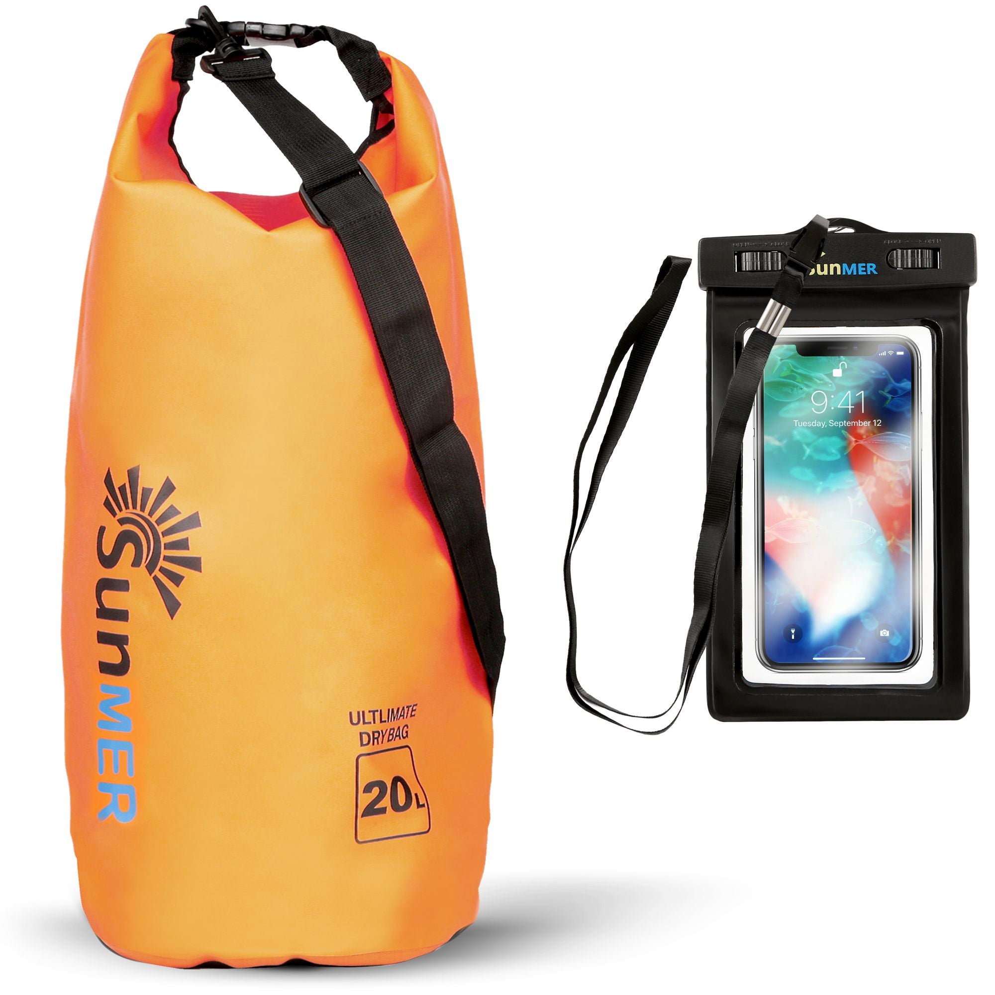 SUNMER 20L Dry Bag With Waterproof Phone Case - Orange