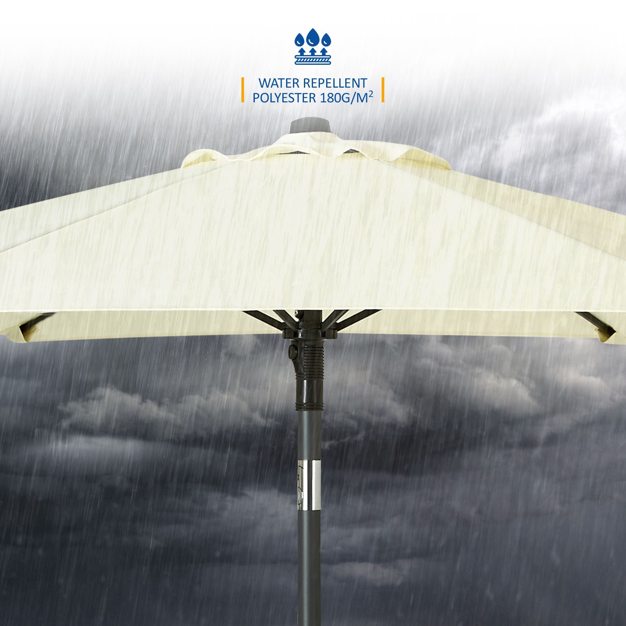 SUNMER 2M Push-up Garden Parasol - Ivory