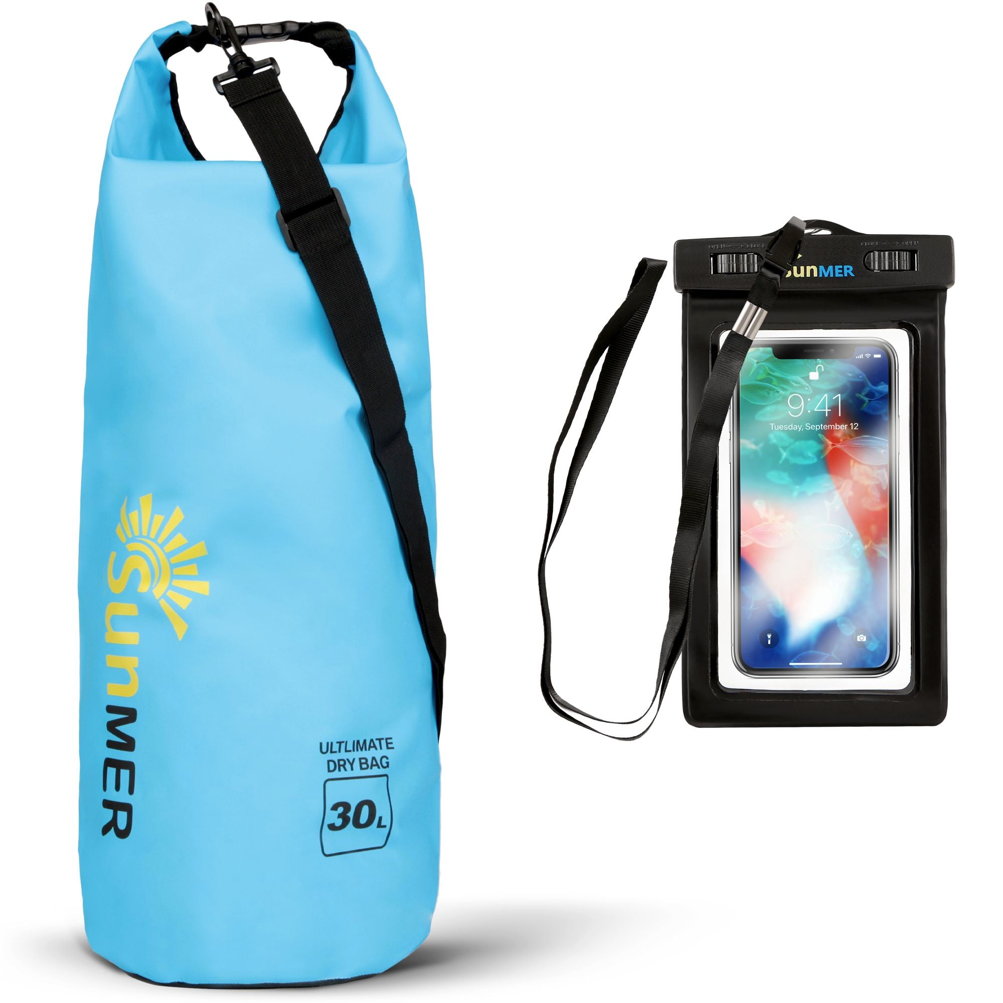 SUNMER 30L Dry Bag With Waterproof Phone Case - Blue