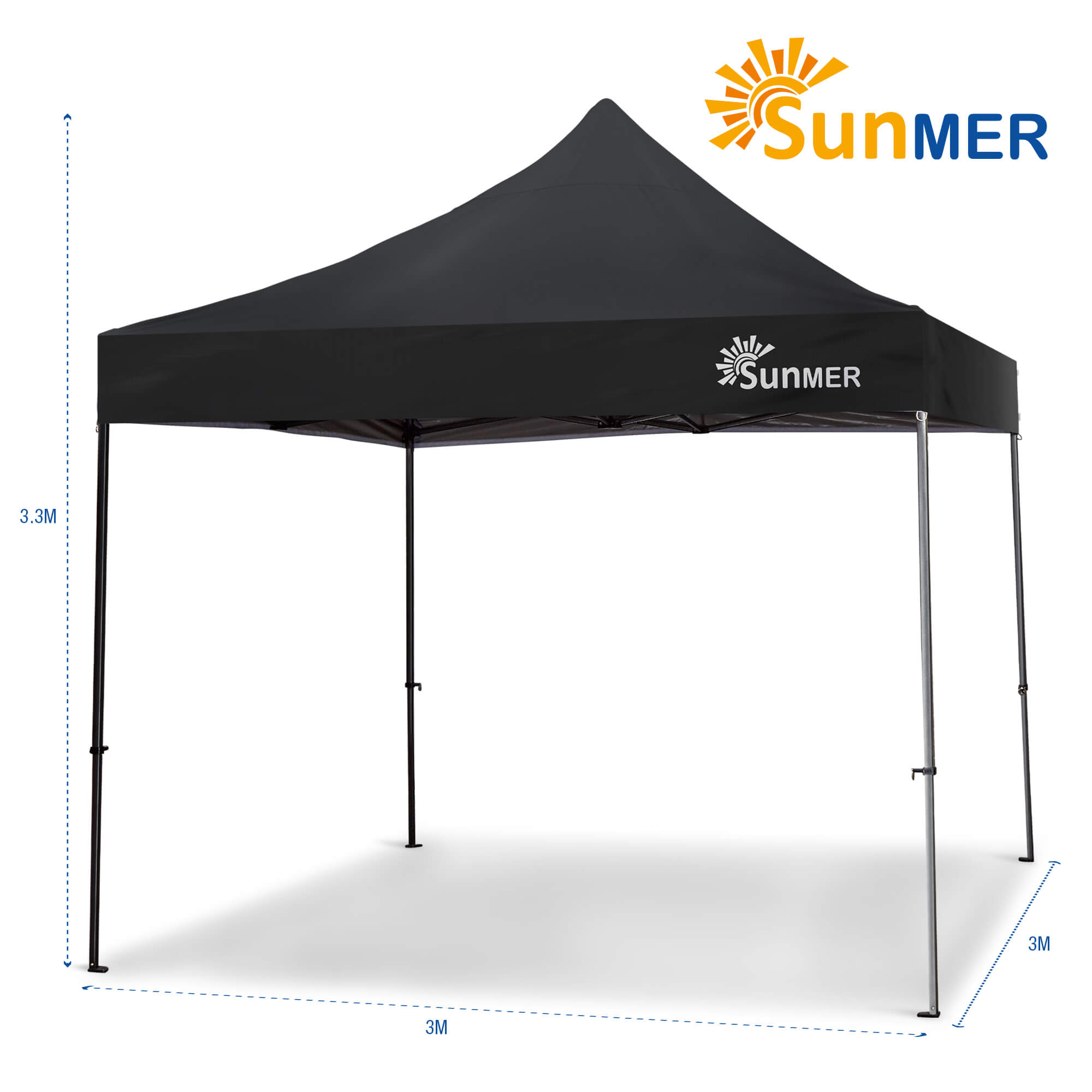 SUNMER 3Mx3M Steel Framed Gazebo - Black