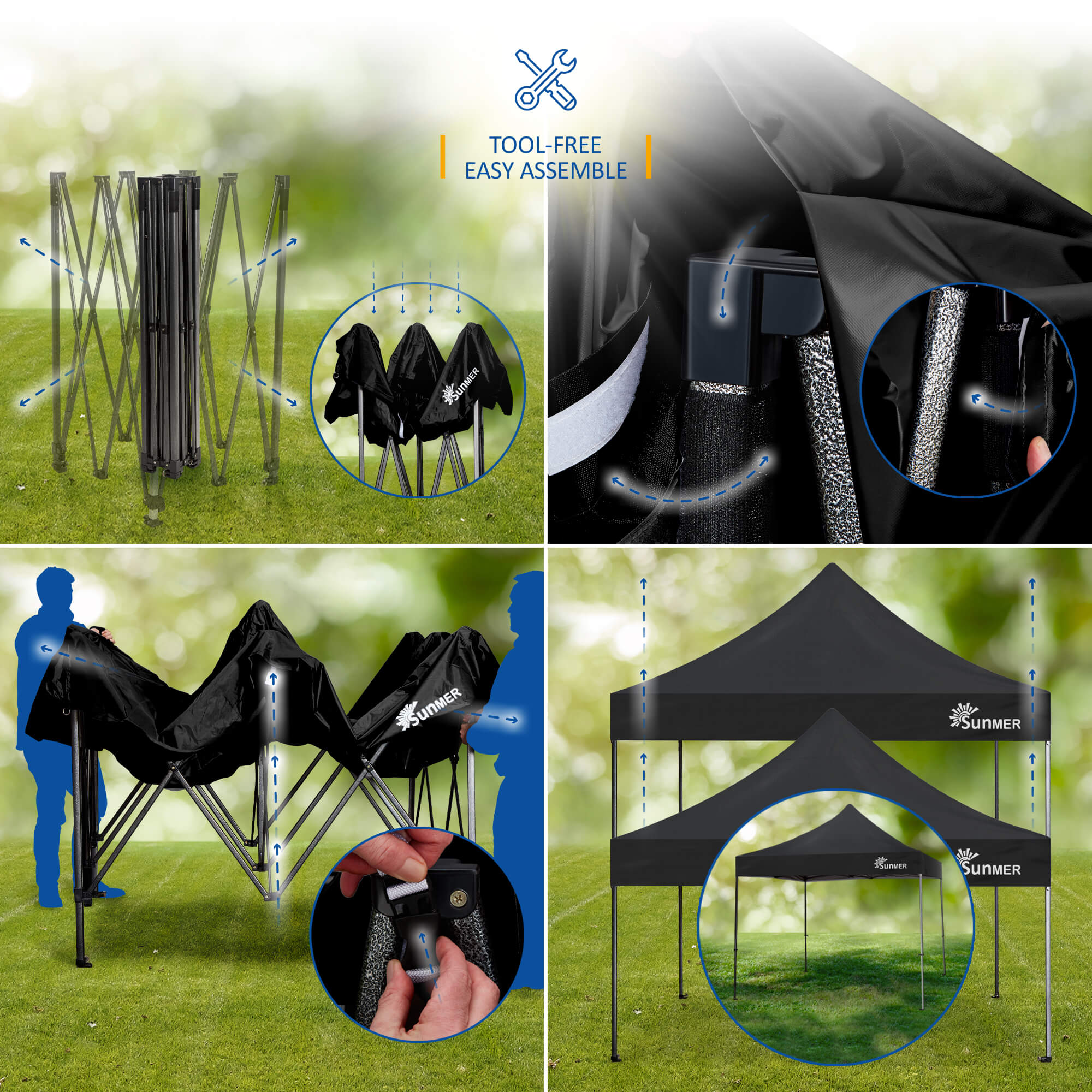 SUNMER 3Mx3M Steel Framed Gazebo - Black