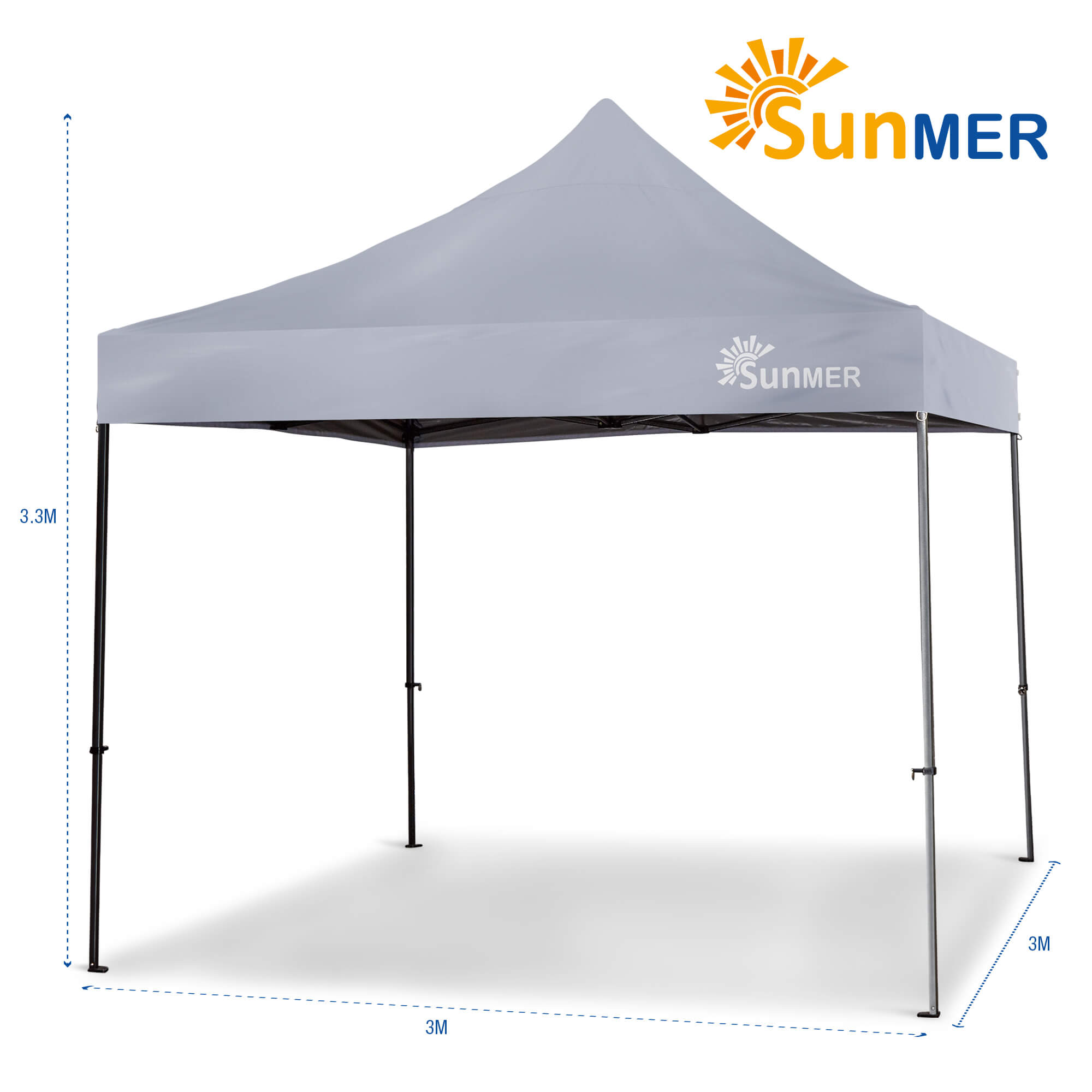 SUNMER 3Mx3M Steel Framed Gazebo - Grey