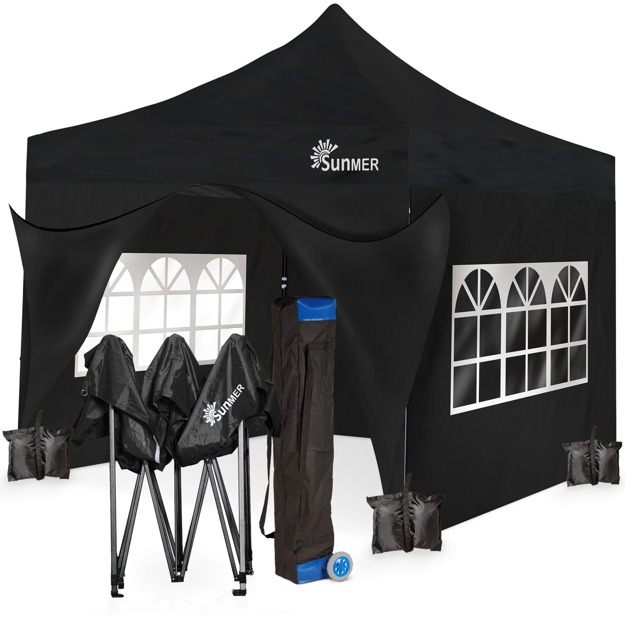 SUNMER 3Mx3M Steel Framed Gazebo with Walls - Black