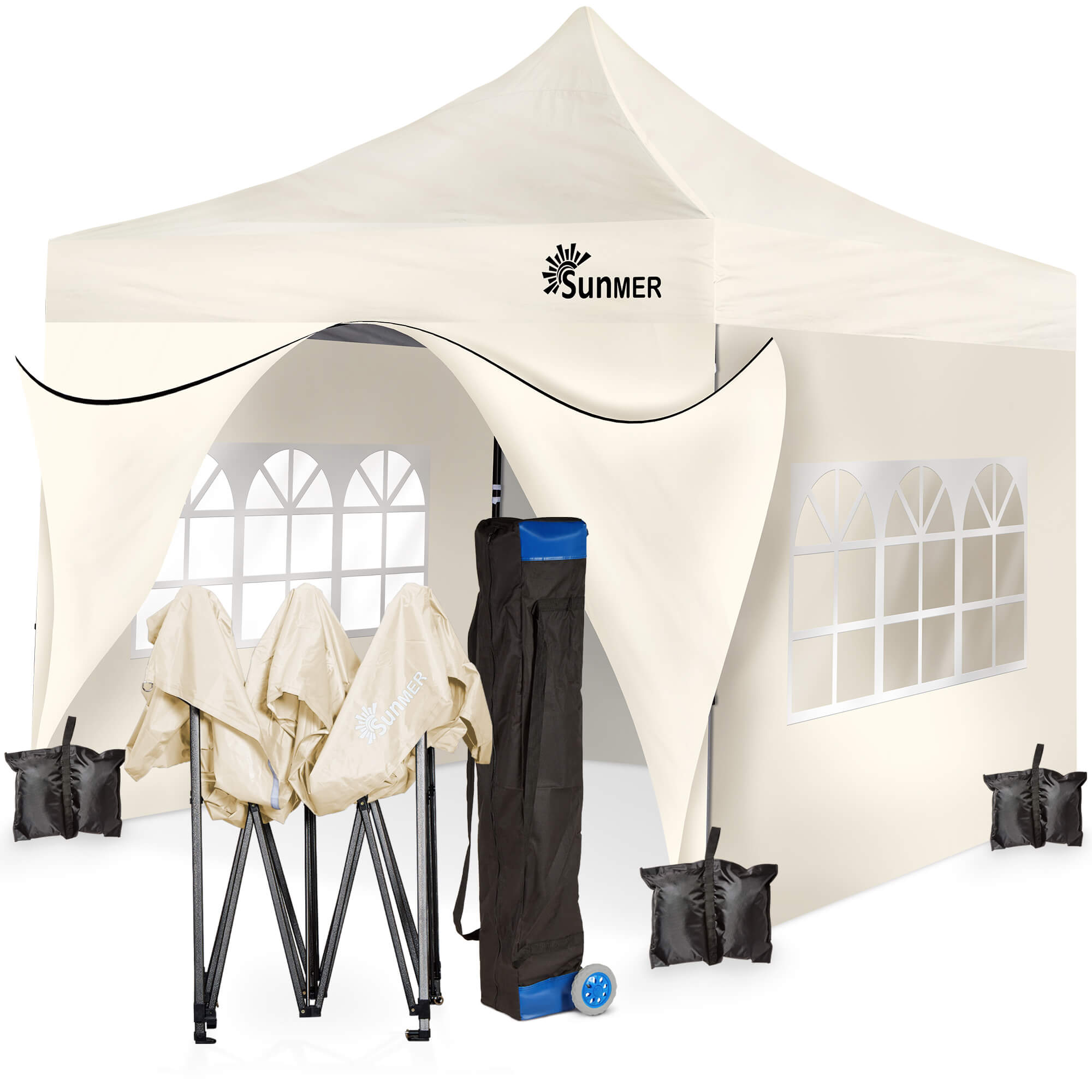 SUNMER 3Mx3M Steel Framed Gazebo with Walls - Ivory