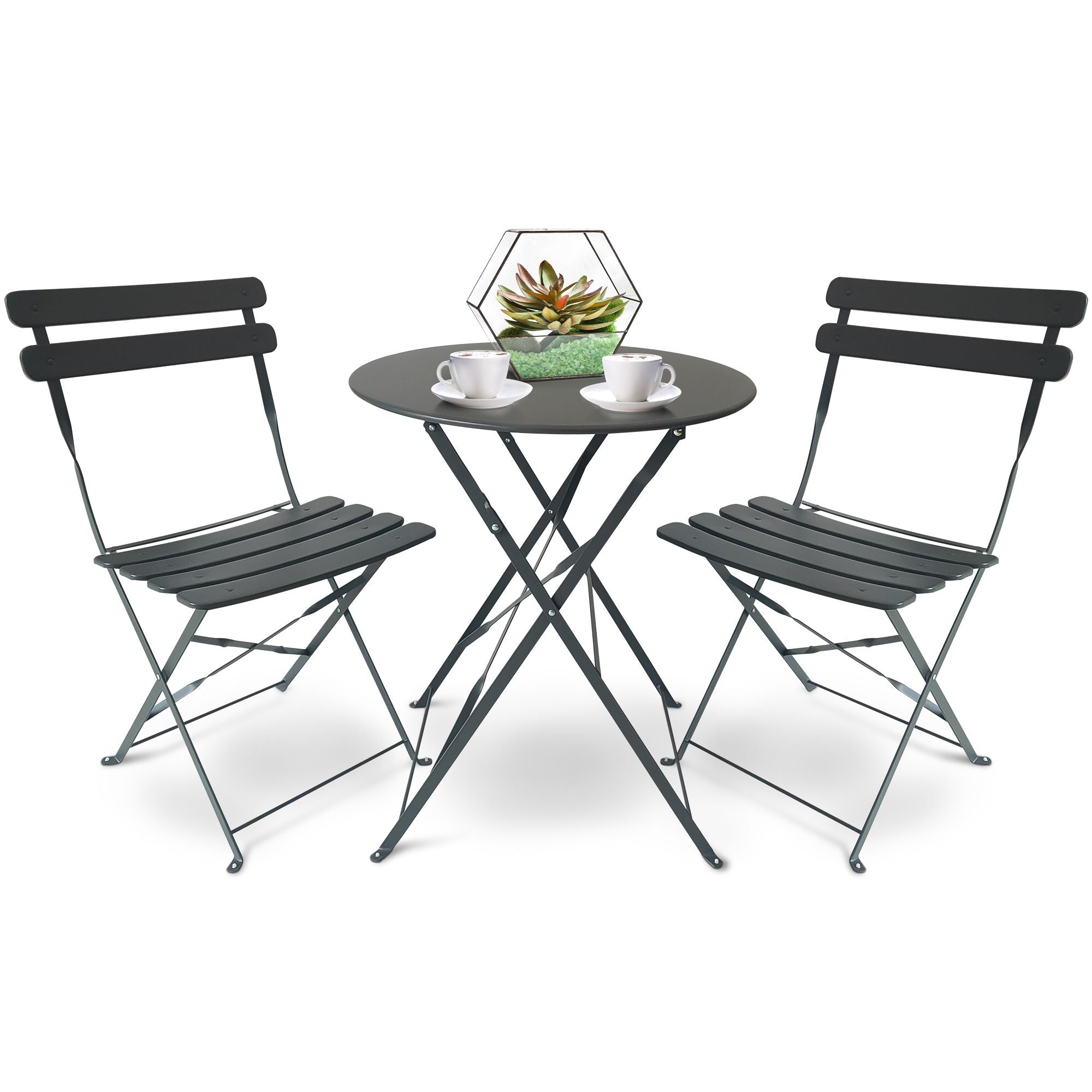 SUNMER Bistro Table & Chairs Set - Grey