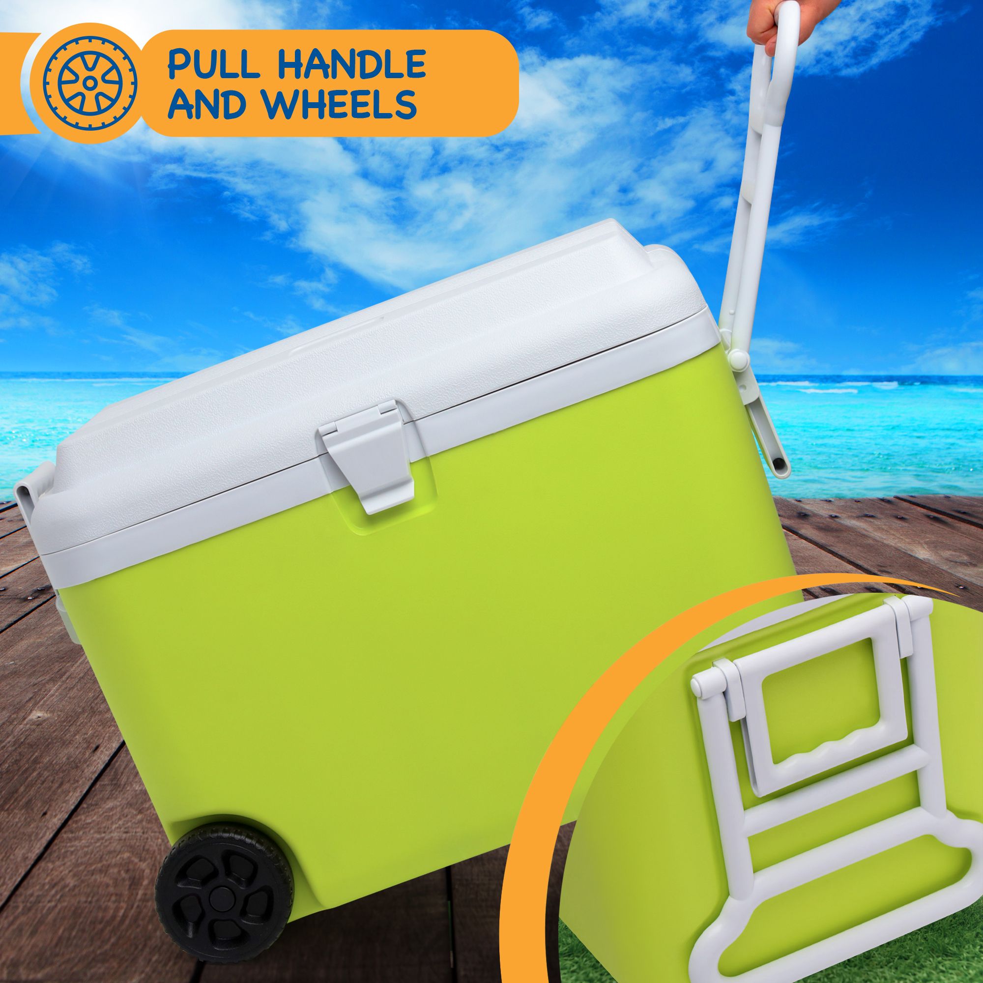 SUNMER 50L Cooler Box with Ice Packs - Lime & White